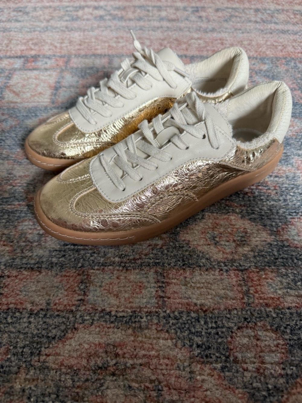 Dolce Vita Gold and Cream Women's Low-Top Sneakers
